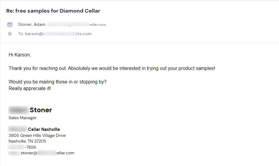 Retailer reply from Sesh Products